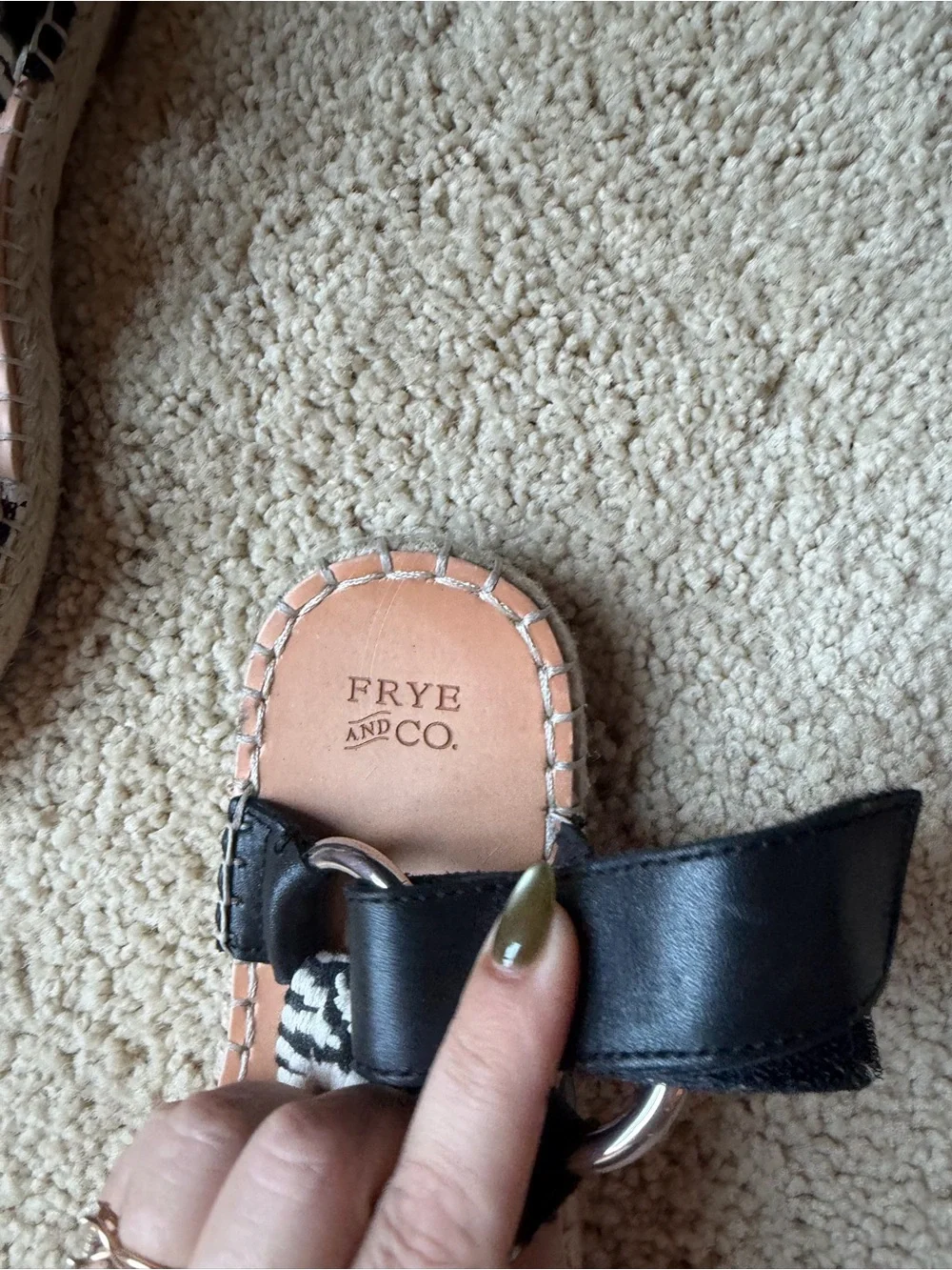 Frye Black & White Woven Espadrille Sandals